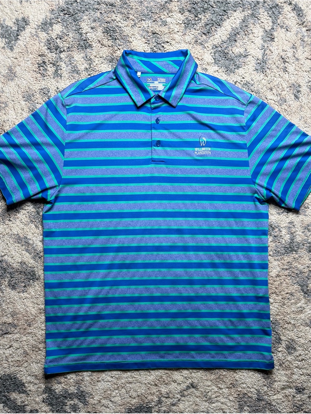 Under Armour Blue & Teal Striped Performance Polo